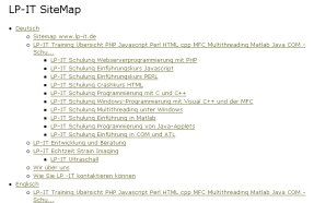 einfaches Layout einer Sitemap